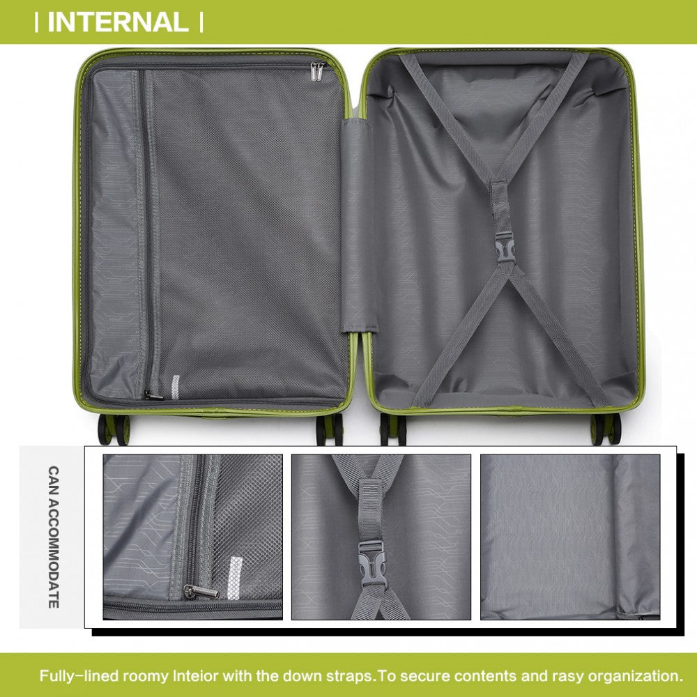 Kono 24 Inch Bright Hard Shell Pp Suitcase - Classic Collection - Green
