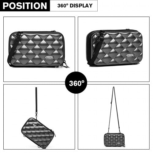 Kono Multifaceted Diamond Travel Clutch - Grey