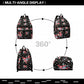 Miss Lulu Large Backpack Flower Polka Dot  - Black