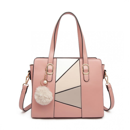 Miss Lulu Colour Block Cross-Body Handbag - Pink