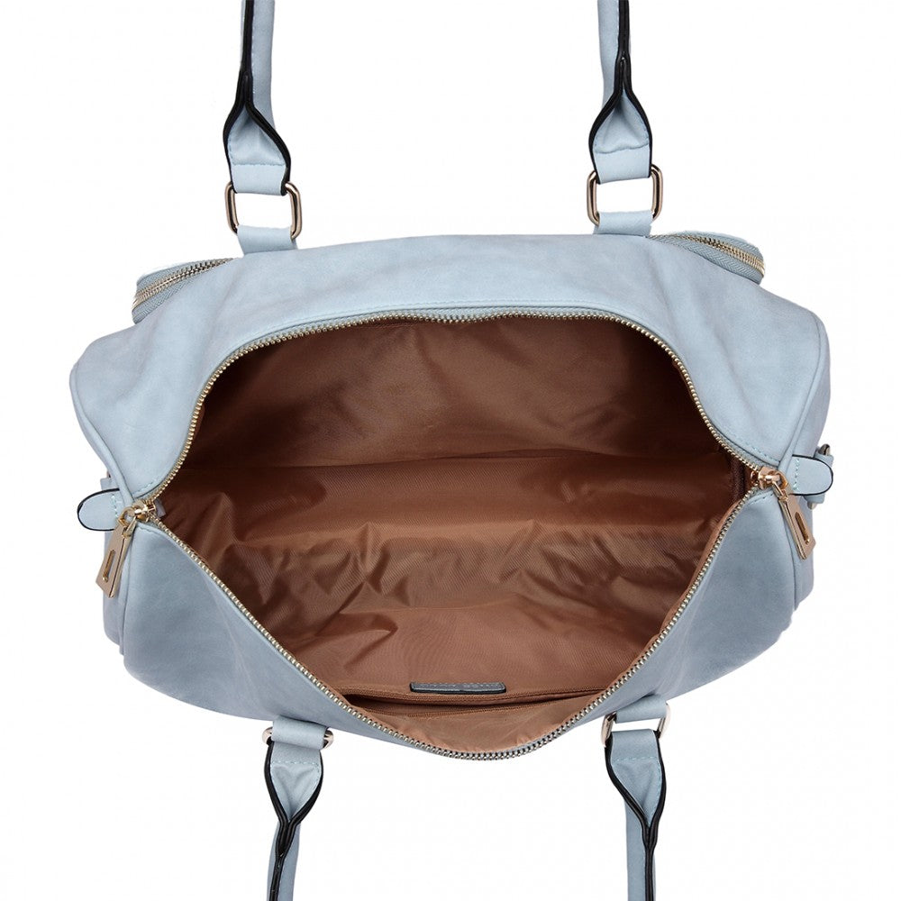 Miss Lulu Leather Look Maternity Changing Shoulder Bag Light Blue