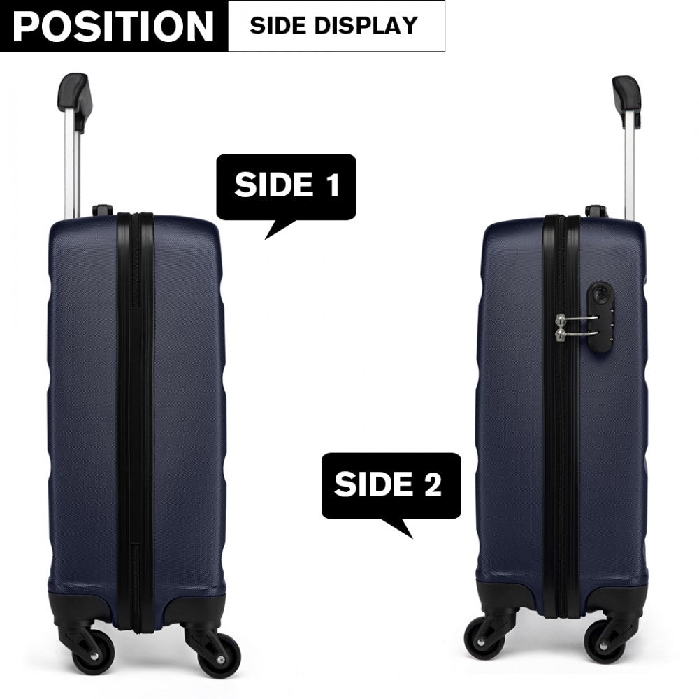 Kono Horizontal Design Abs Hard Shell Luggage 20 Inch Suitcase - Navy