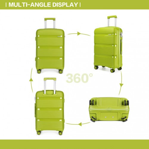 Kono Bright Hard Shell PP Suitcase 3 Pieces Set - Classic Collection - Green
