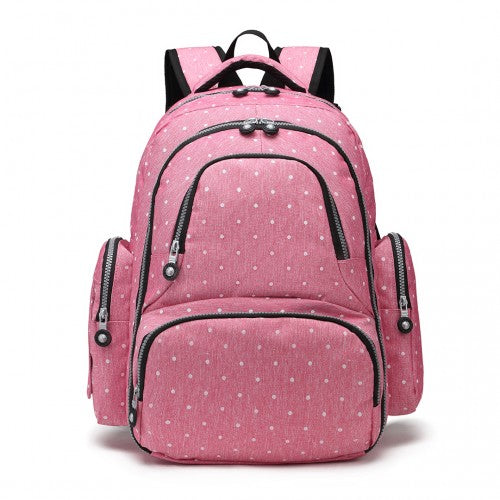 Kono Large Capacity Multi Function Baby Diaper Backpack Polka Dot Pink