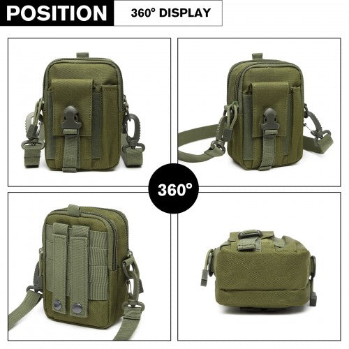 Kono Casual Small Canvas Cross Body Bag - Green