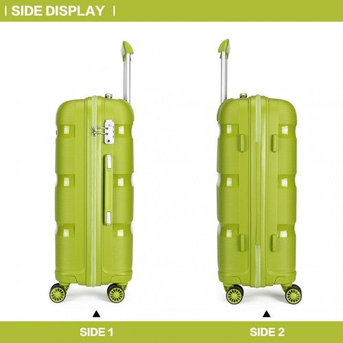 Kono Bright Hard Shell PP Suitcase 3 Pieces Set - Classic Collection - Green