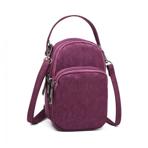 Kono Compact Multi Compartment Cross Body Bag - Purple