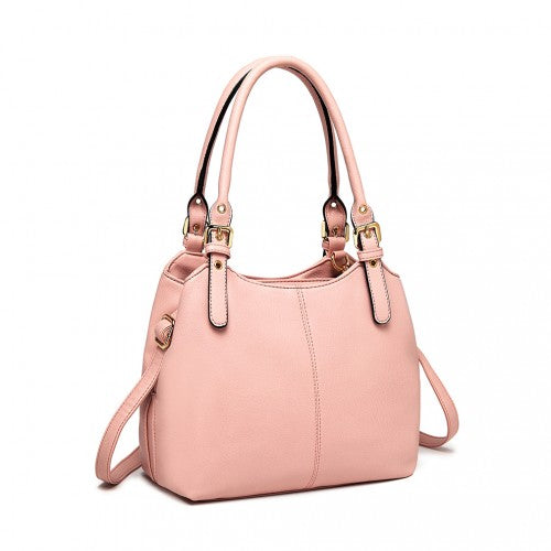 Miss Lulu Multi Compartment Shoulder Bag - Pink