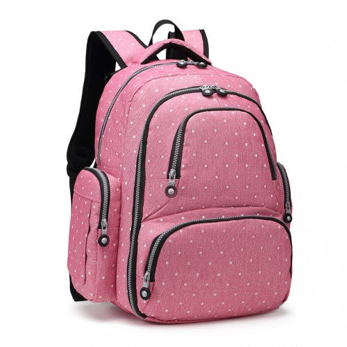 Kono Large Capacity Multi Function Baby Diaper Backpack Polka Dot Pink