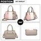 Miss Lulu Leather Look Colour Block Bow Pendant Handbag - Grey