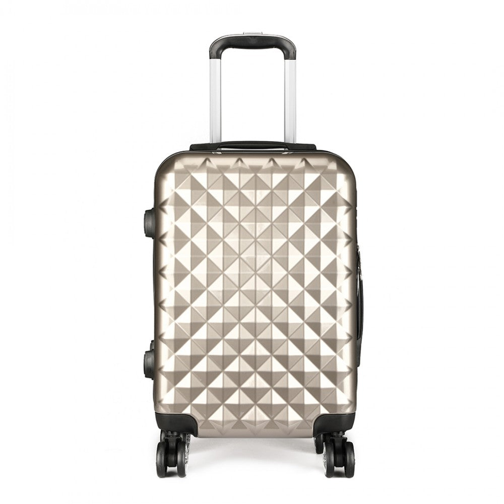 Kono Multifaceted Diamond Pattern Hard Shell 20 Inch Suitcase - Gold
