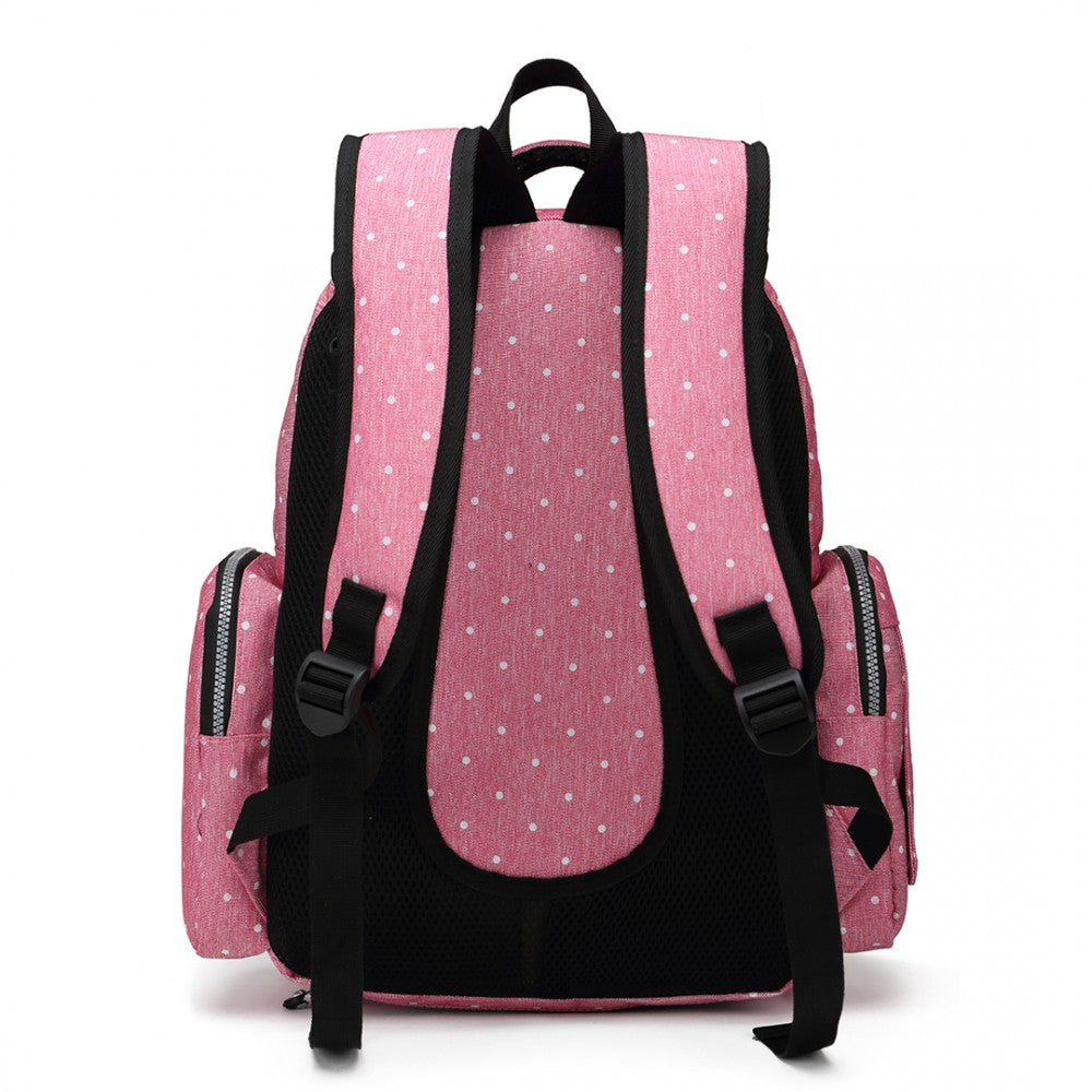 Kono Large Capacity Multi Function Baby Diaper Backpack Polka Dot Pink