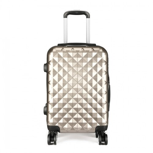 Kono Multifaceted Diamond Pattern Hard Shell 20 Inch Suitcase - Gold
