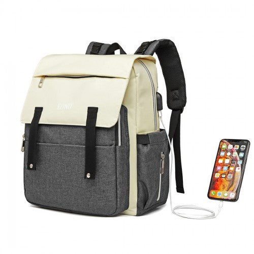 Kono Multi Compartment Baby Changing Backpack With USB Connectivity - Grey