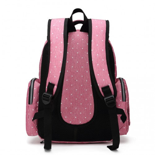 Kono Large Capacity Multi Function Baby Diaper Backpack Polka Dot Pink