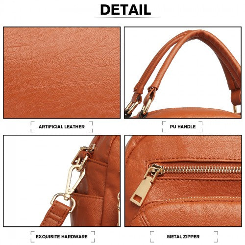Miss Lulu Bowler Style Shoulder Bag - Brown