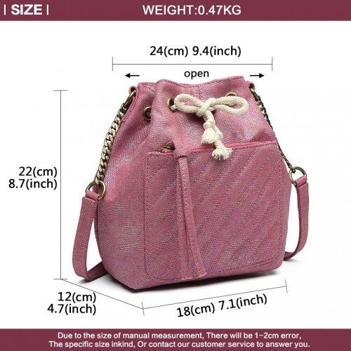 Miss Lulu Sparkle Canvas Drawstring Cross Body Bag - Purple