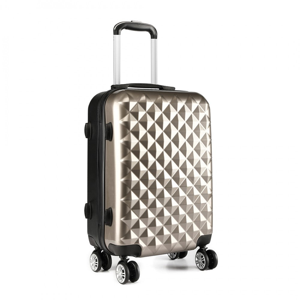 Kono Multifaceted Diamond Pattern Hard Shell 20 Inch Suitcase - Gold