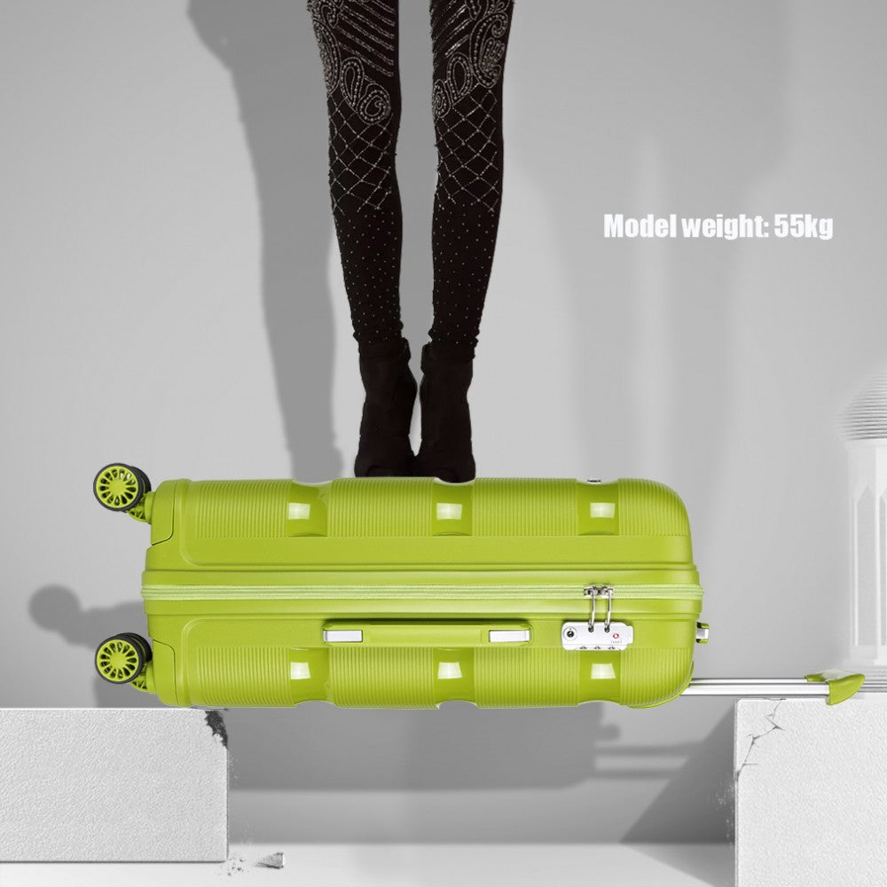 Kono 24 Inch Bright Hard Shell Pp Suitcase - Classic Collection - Green