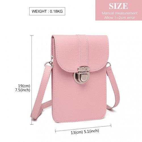Miss Lulu Multi Use Purse Clutch Mini Shoulder Bag - Pink