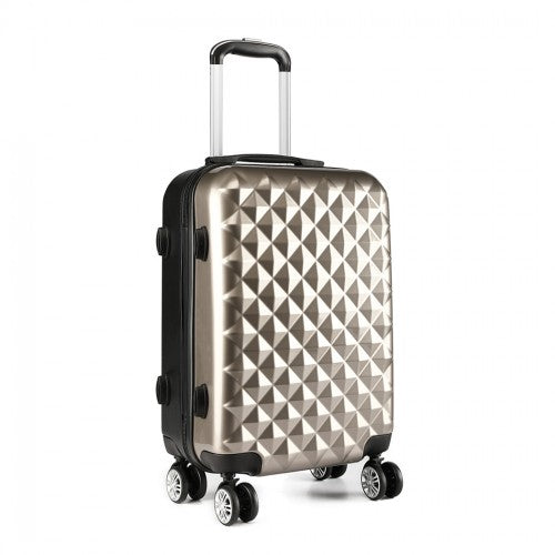 Kono Multifaceted Diamond Pattern Hard Shell 20 Inch Suitcase - Gold
