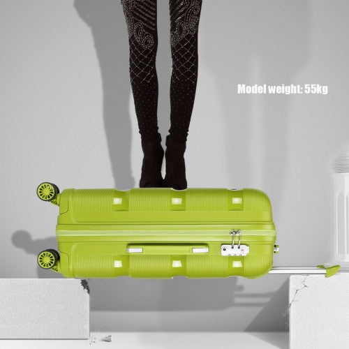 Kono 24 Inch Bright Hard Shell Pp Suitcase - Classic Collection - Green