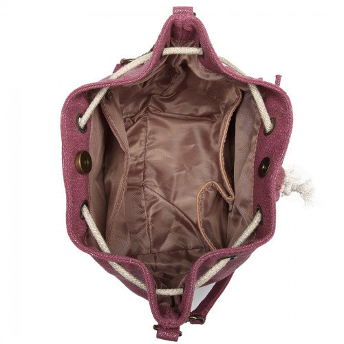 Miss Lulu Sparkle Canvas Drawstring Cross Body Bag - Purple