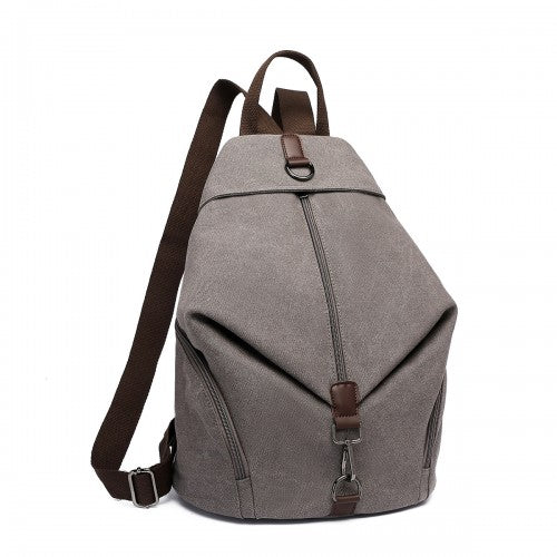Kono Fashion Anti-Theft Canvas Backpack - Grey