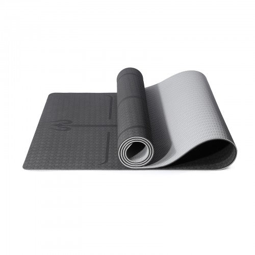 Kono TPE Non-Slip Classic Yoga Mat - Black & Grey
