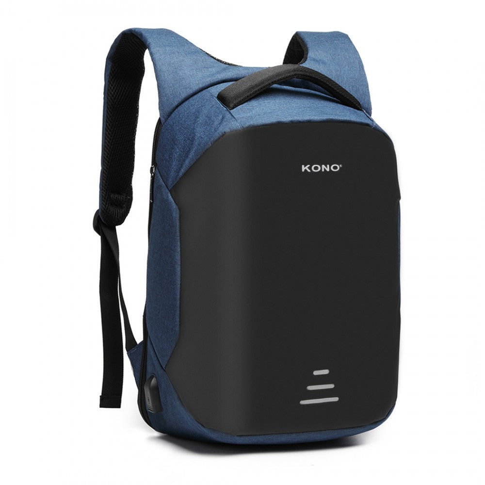 Kono Reflective USB Charging Interface Backpack - Navy
