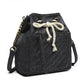 Miss Lulu Sparkle Canvas Drawstring Cross Body Bag - Black