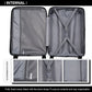 Kono 20 Inch Bright Hard Shell PP Suitcase - Classic Collection - Black