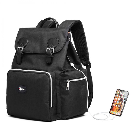 Kono Travel Baby Changing Backpack With USB Charging Interface - Black