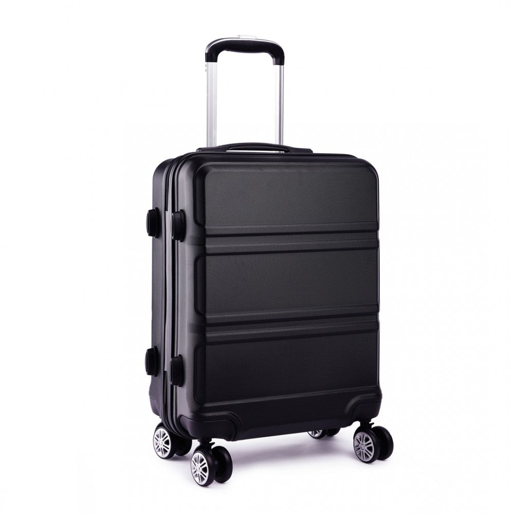 Kono Abs Sculpted Horizontal Design 28 Inch Suitcase - Black