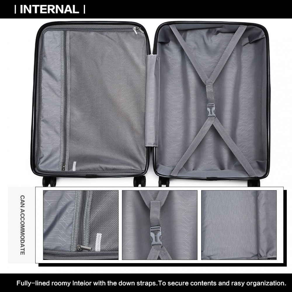 Kono 24 Inch Bright Hard Shell Pp Suitcase - Classic Collection - Black