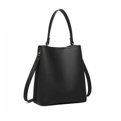 Miss Lulu Soft Leather Look Handbag - Black
