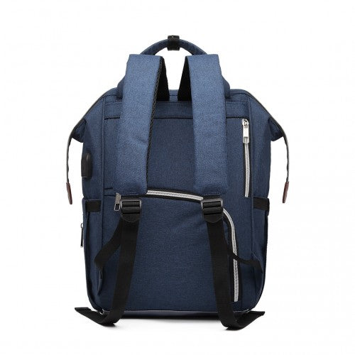 Kono Polka Dot Maternity Backpack Bag With USB Connectivity - Navy