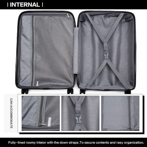 Kono 24 Inch Bright Hard Shell Pp Suitcase - Classic Collection - Black