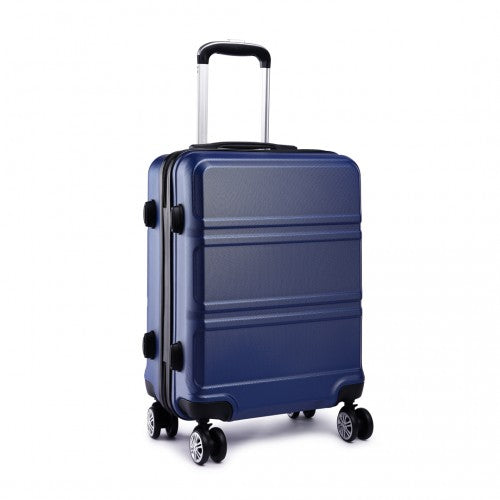 Kono Abs Sculpted Horizontal Design 3 Piece Suitcase Set - Navy Blue