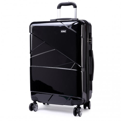 Kono Bandage Effect Hard Shell Suitcase 20 Inch Luggage Set Black