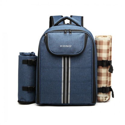 Kono Canvas Picnic Backpack - Navy Blue
