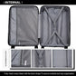 Kono 20 Inch Bright Hard Shell PP Suitcase - Classic Collection - Black