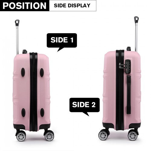 Kono ABS Sculpted Horizontal Design 28 Inch Suitcase - Pink