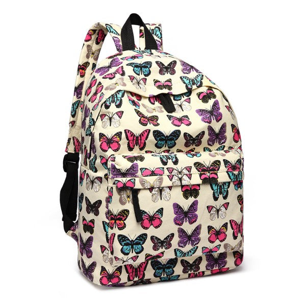 Miss Lulu Large Backpack Butterfly Beige
