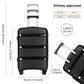 Kono 20 Inch Bright Hard Shell PP Suitcase - Classic Collection - Black