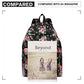 Miss Lulu Large Backpack Flower Polka Dot  - Black