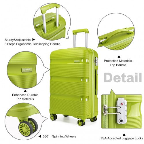 Kono 24 Inch Bright Hard Shell Pp Suitcase - Classic Collection - Green