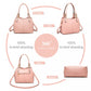 Miss Lulu Multi Compartment Shoulder Bag - Pink
