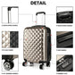 Kono Multifaceted Diamond Pattern Hard Shell 20 Inch Suitcase - Gold