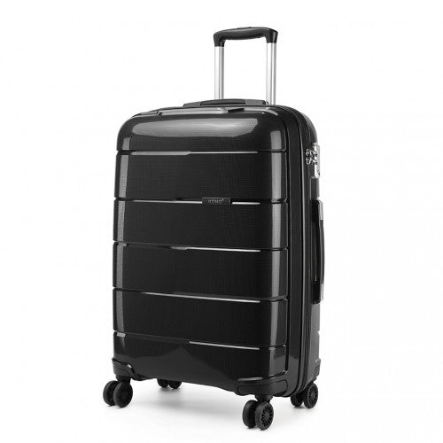 Kono 20 Inch Cabin Size Hard Shell PP Suitcase - Black